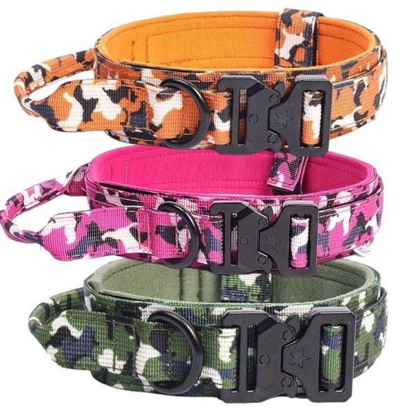 Collier chien bimatière biothane kaki et paracorde camouflage