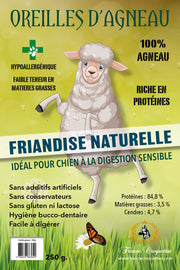 FRIANDISE POUR CHIEN Oreilles d'agneau (Digestion sensible️) FRANCE CROQUETTES