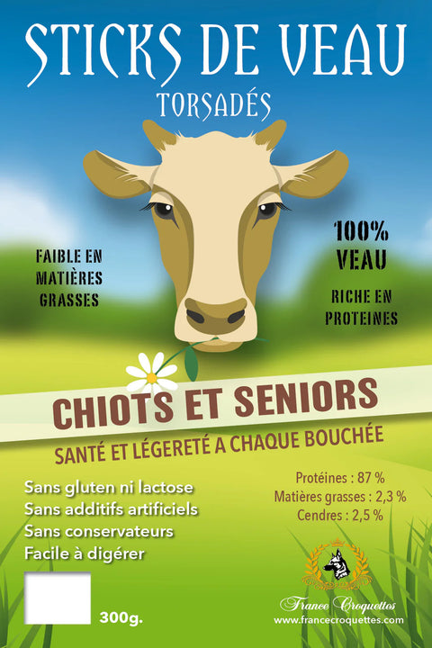 FRIANDISE POUR CHIEN Torsadés de veau - 100% Naturel FRANCE CROQUETTES