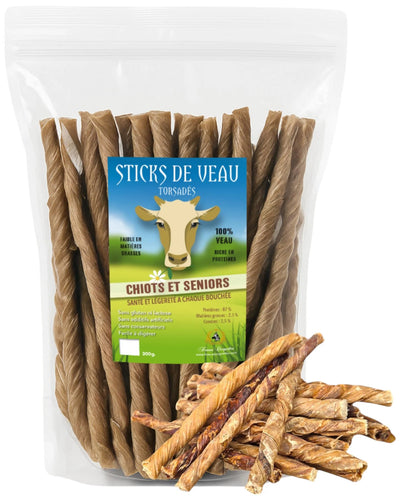 FRIANDISE POUR CHIEN Torsadés de veau - 100% Naturel FRANCE CROQUETTES