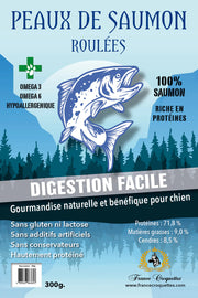 FRIANDISE POUR CHIEN Peaux de saumon roulées FRANCE CROQUETTES