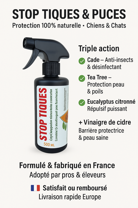 Stop tiques et Puces 100% Naturel 500ml