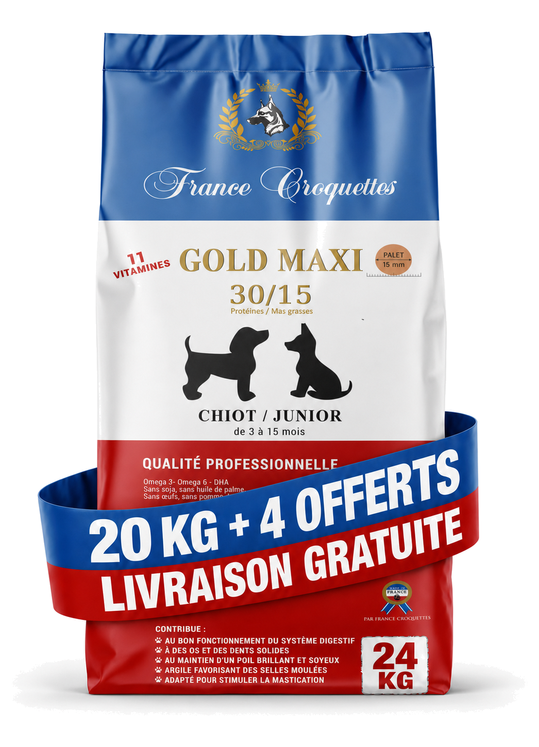 Gold Maxi Chiot Junior 30/15 - 20kg + 4kg offerts